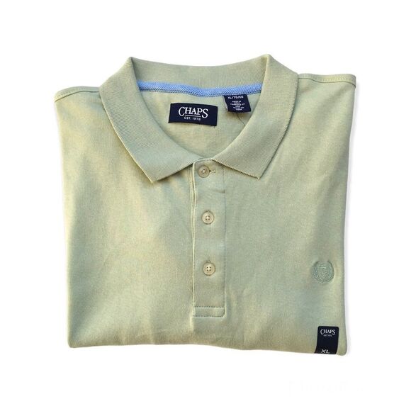🆕Chaps Polo Green 3 Button Short Sleeve Shirt - Picture 4 of 5